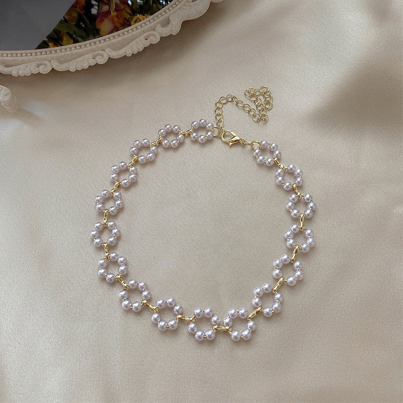 Artificial Pearl Double Layer Necklace
