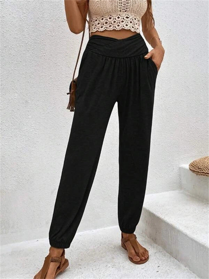 High Waist Ankle-tied Trousers