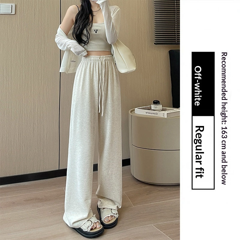 High-waisted Straight-leg Knit Wide-leg Pants
