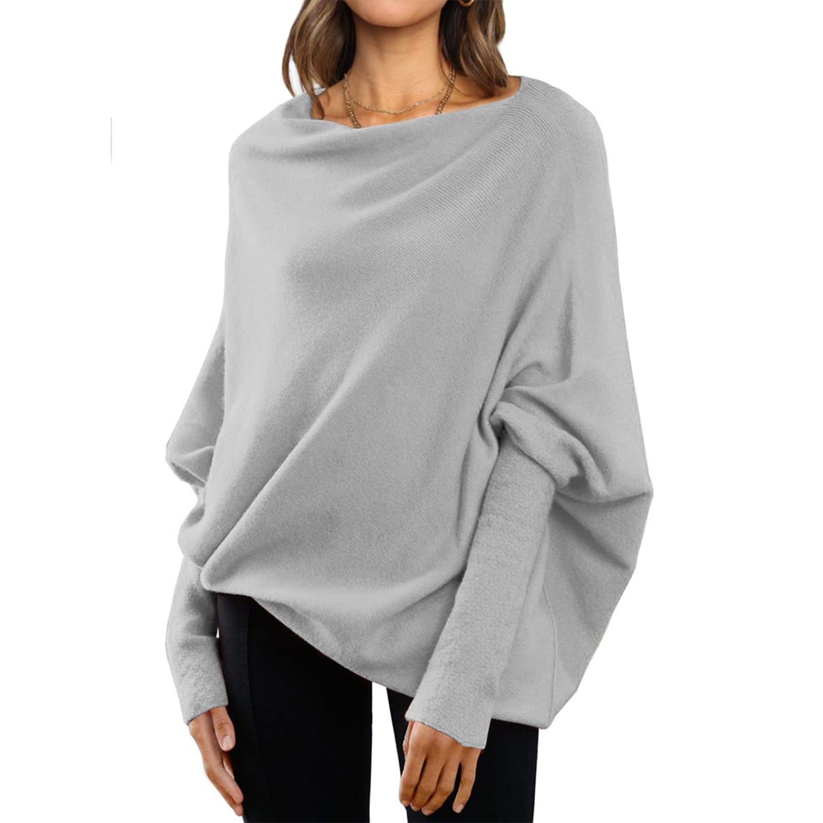 Loose Bat Sleeve Sweater Tops