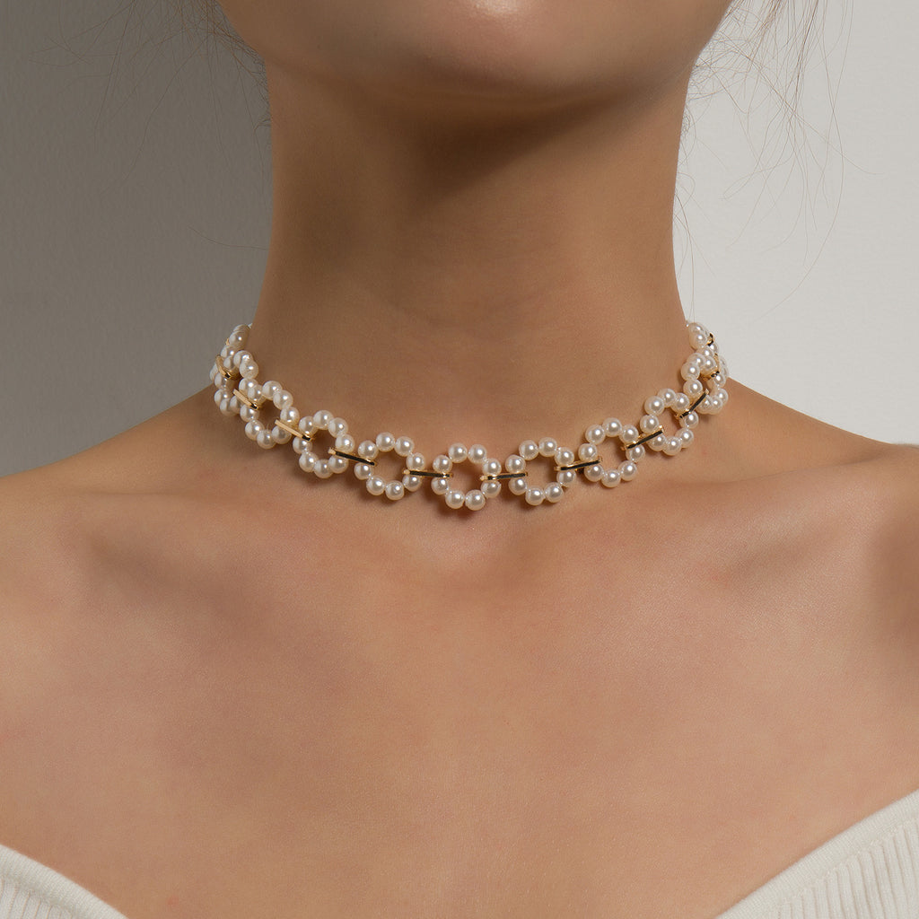 Artificial Pearl Double Layer Necklace