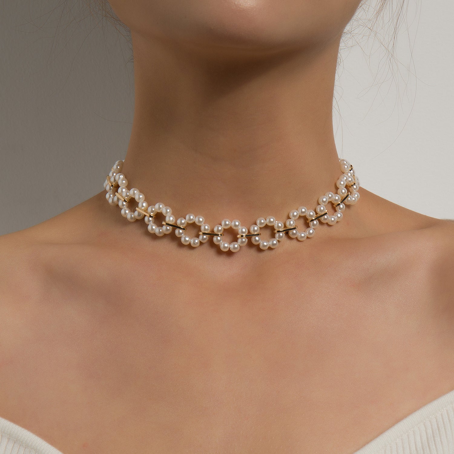 Artificial Pearl Double Layer Necklace