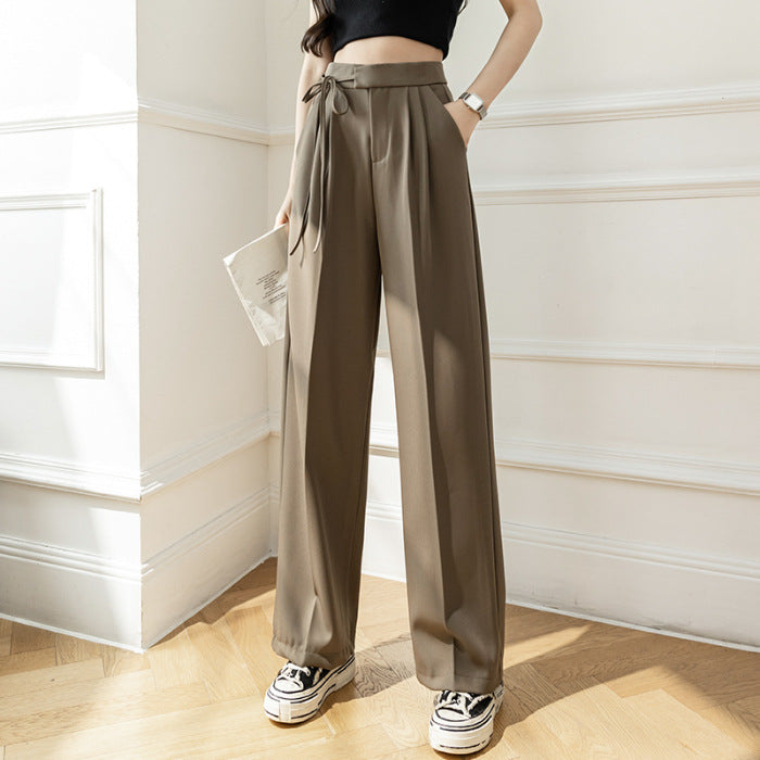 High Waist Drooping Lace-up Suit Pants