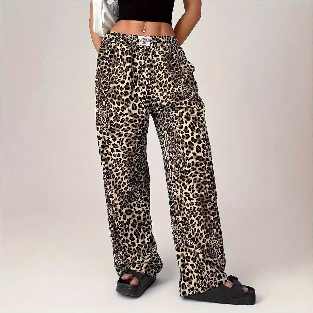 Leopard Print Straight Casual Printed Trousers