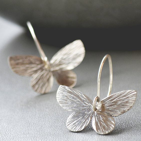 Silver Butterfly Earrings For Women