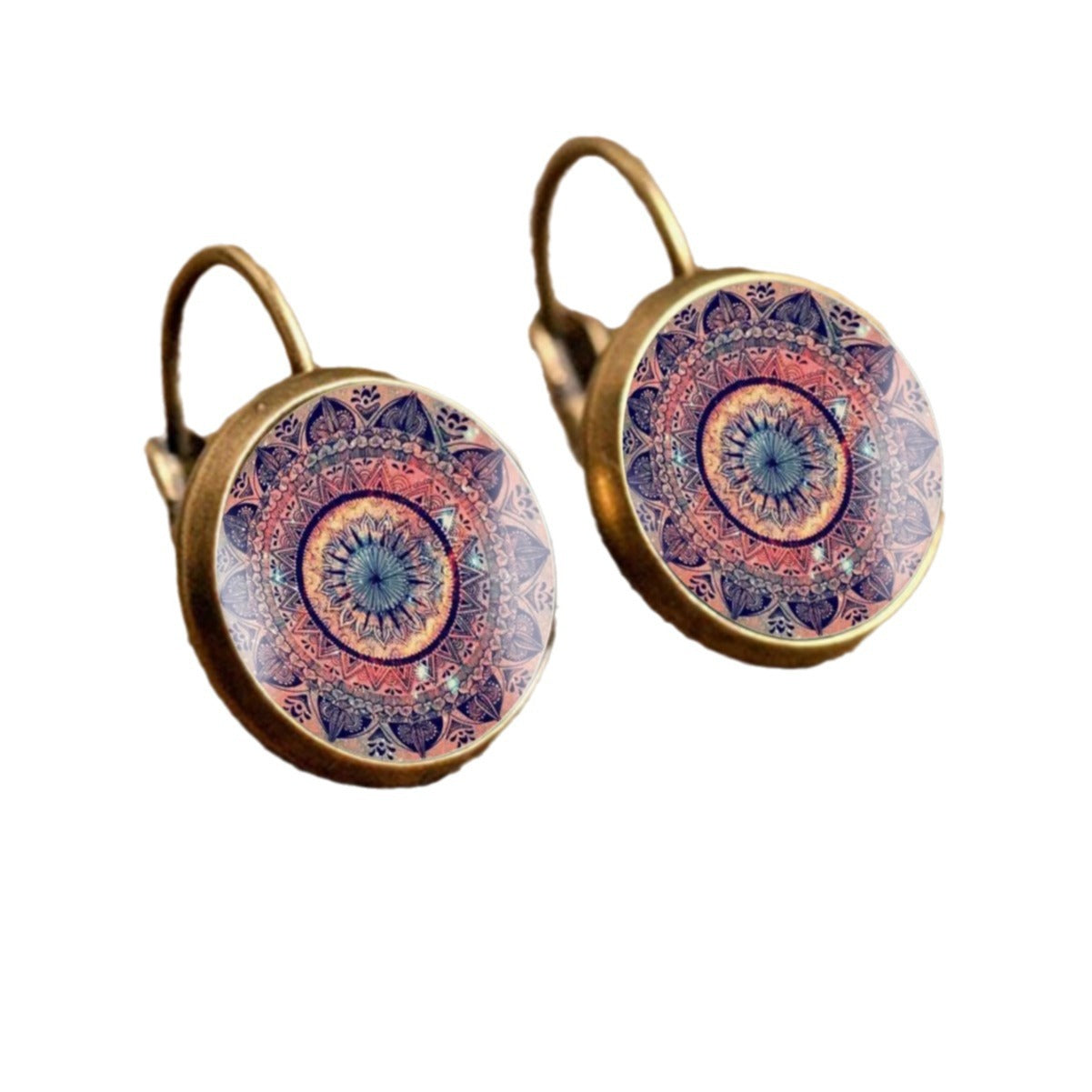 Vintage Datura Flowers Time Stone Glass Earrings For Women