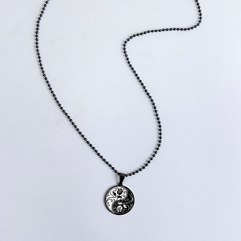 Yin Yang Rose Flower Necklace