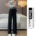 High-waisted Straight-leg Knit Wide-leg Pants