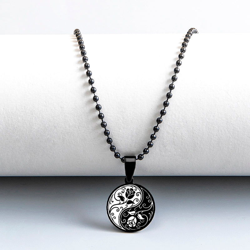 Yin Yang Rose Flower Necklace