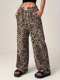 Leopard Print Straight Casual Printed Trousers