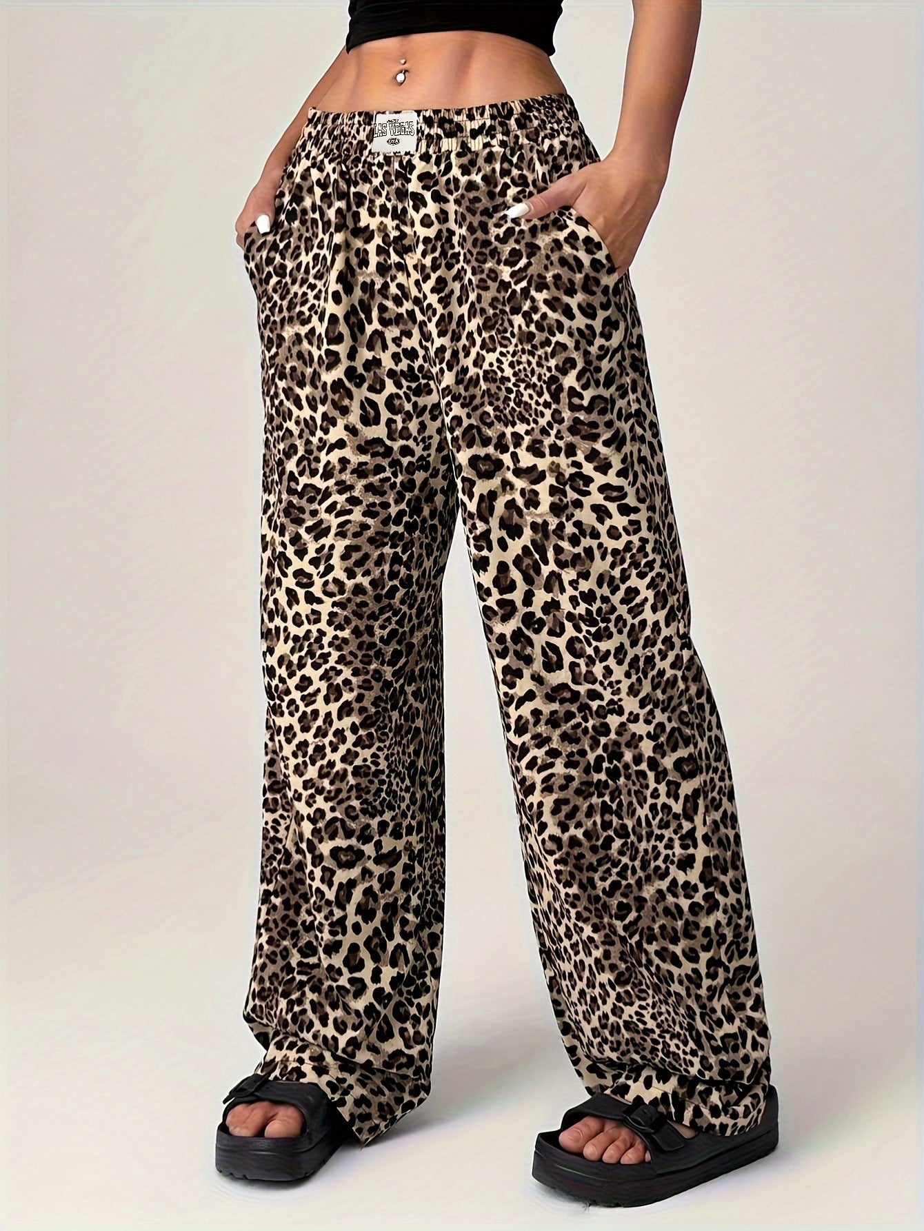 Leopard Print Straight Casual Printed Trousers