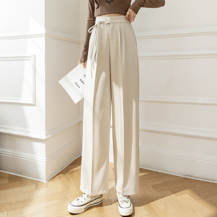High Waist Drooping Lace-up Suit Pants