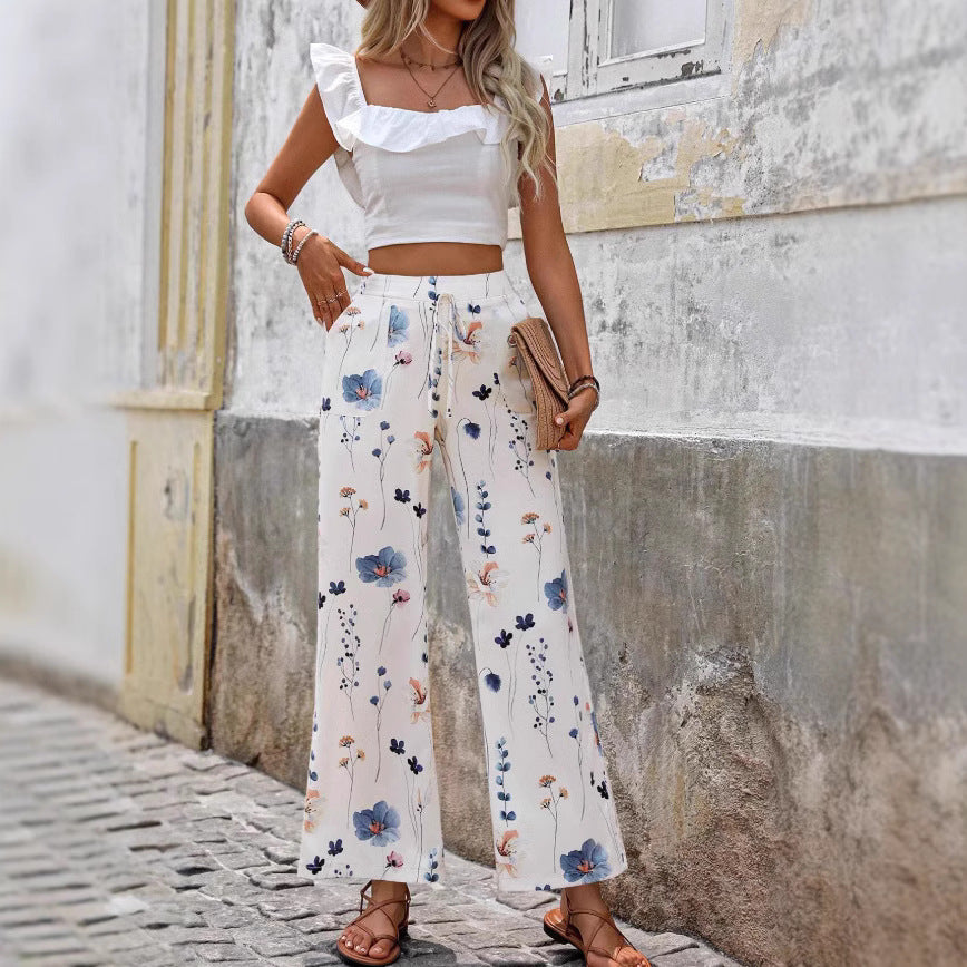 Casual Printing Loose Trousers
