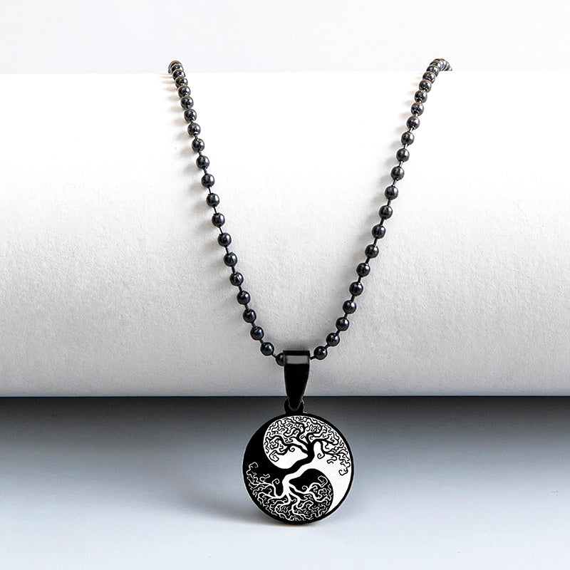 Yin Yang Rose Flower Necklace