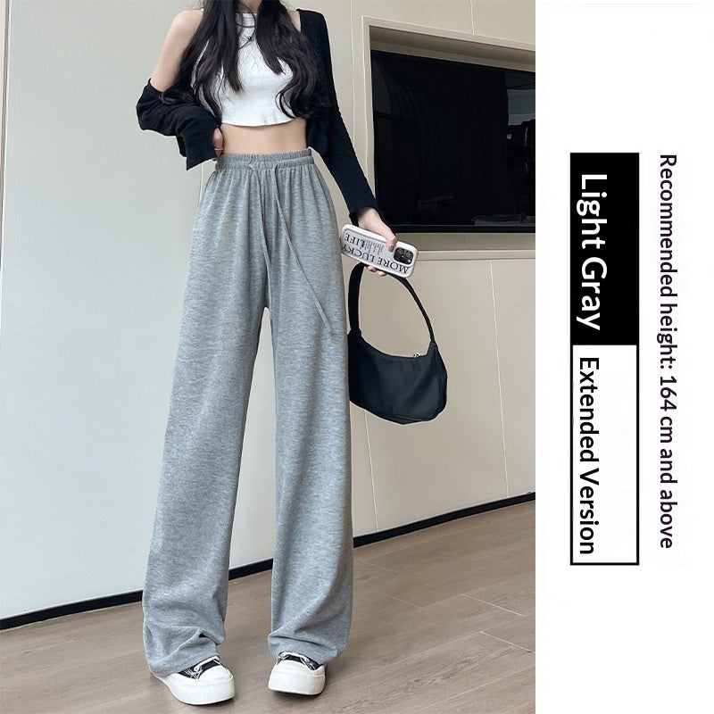 High-waisted Straight-leg Knit Wide-leg Pants