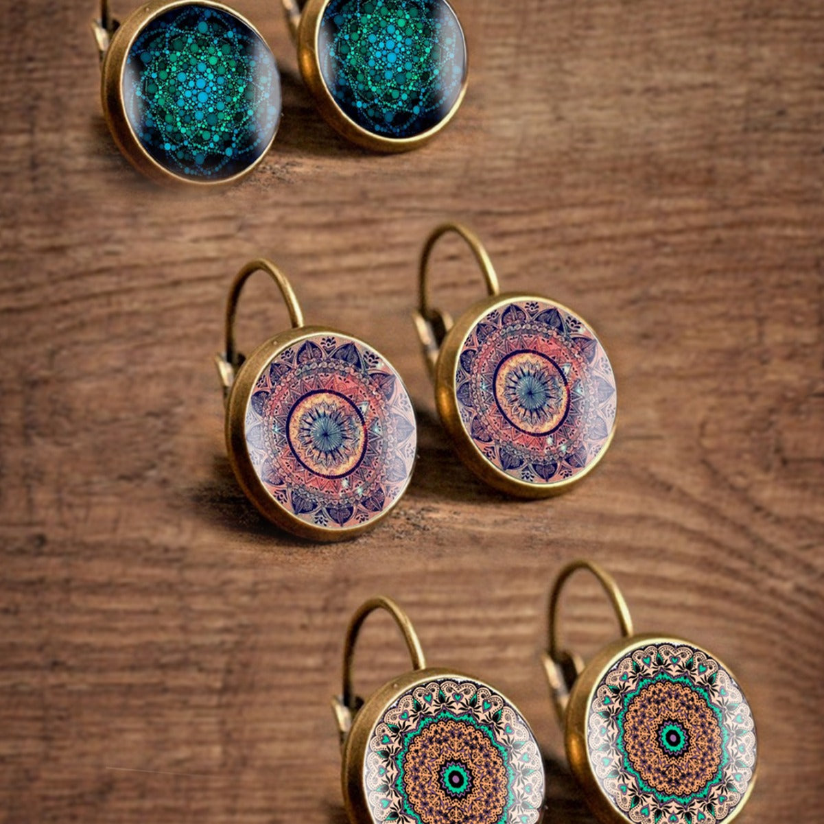 Vintage Datura Flowers Time Stone Glass Earrings For Women