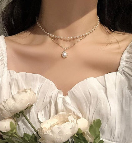 Artificial Pearl Double Layer Necklace