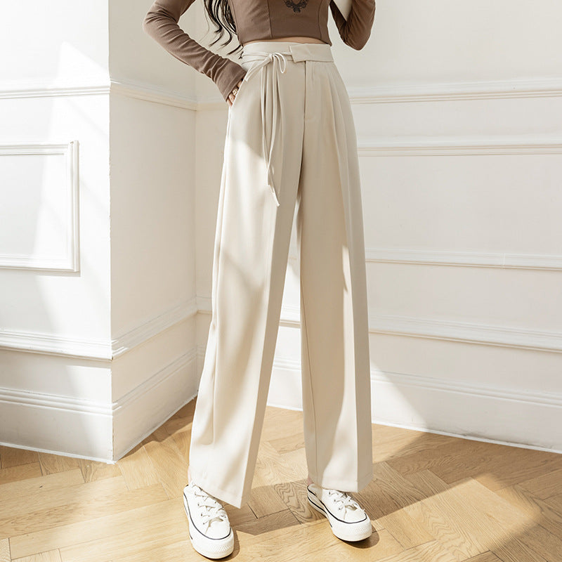 High Waist Drooping Lace-up Suit Pants