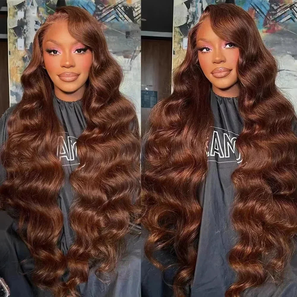 Chocolate Brown Body Wave Human Hair Wigs