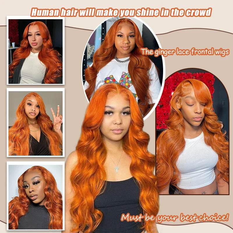 Ginger Orange Lace Front Human Hair Wigs