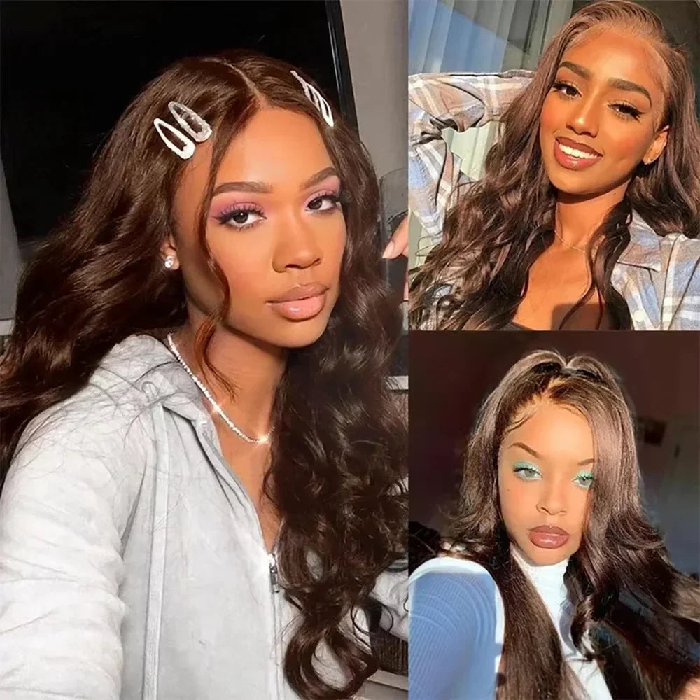 Chocolate Brown HD Lace Front Human Hair Wigs
