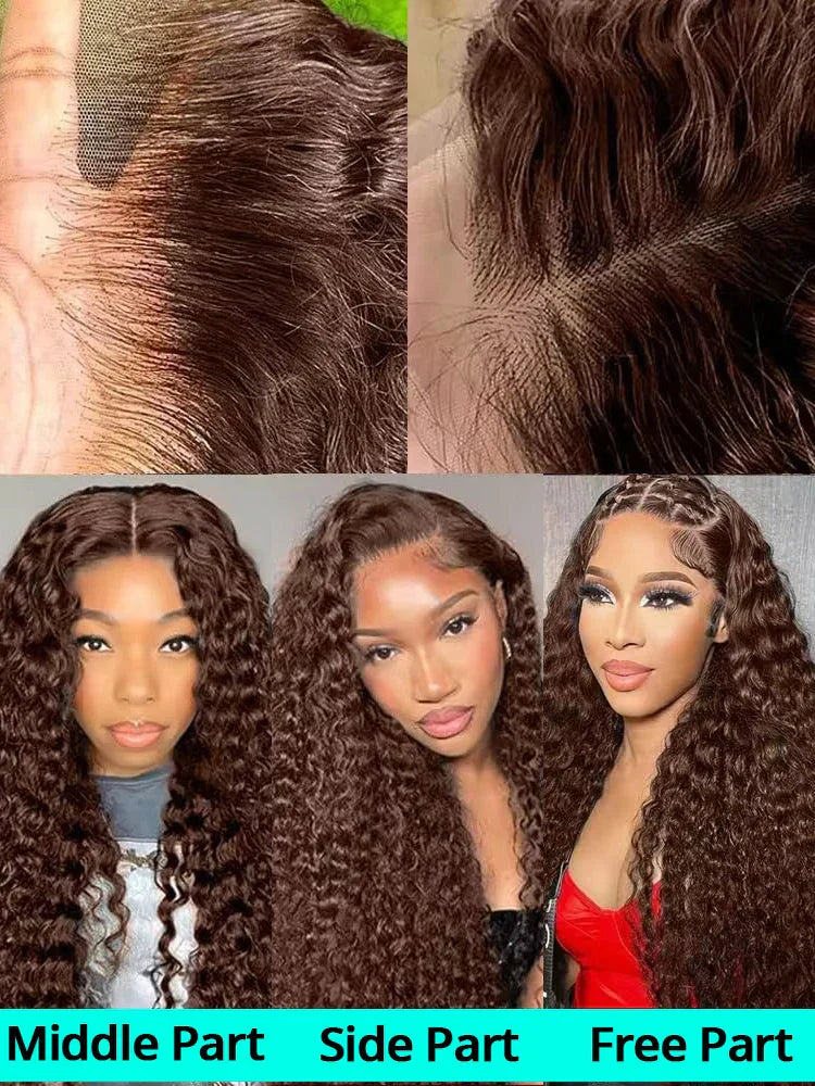 Chocolate Brown Deep Wave Human Hair Wig
