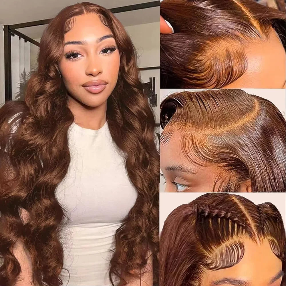 Chocolate Brown HD Lace Front Human Hair Wigs