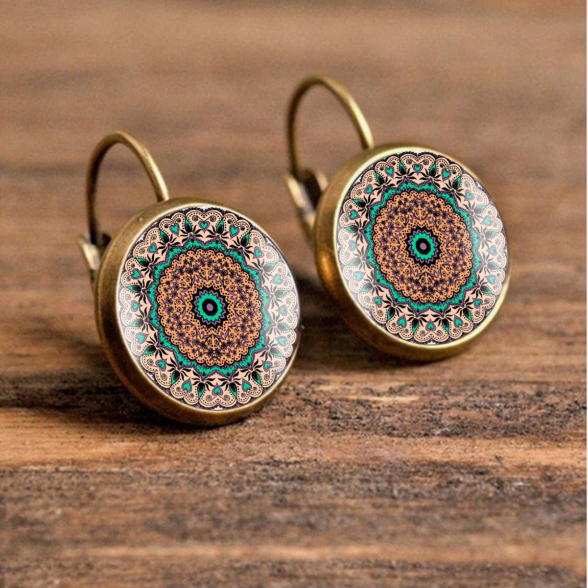 Vintage Datura Flowers Time Stone Glass Earrings For Women