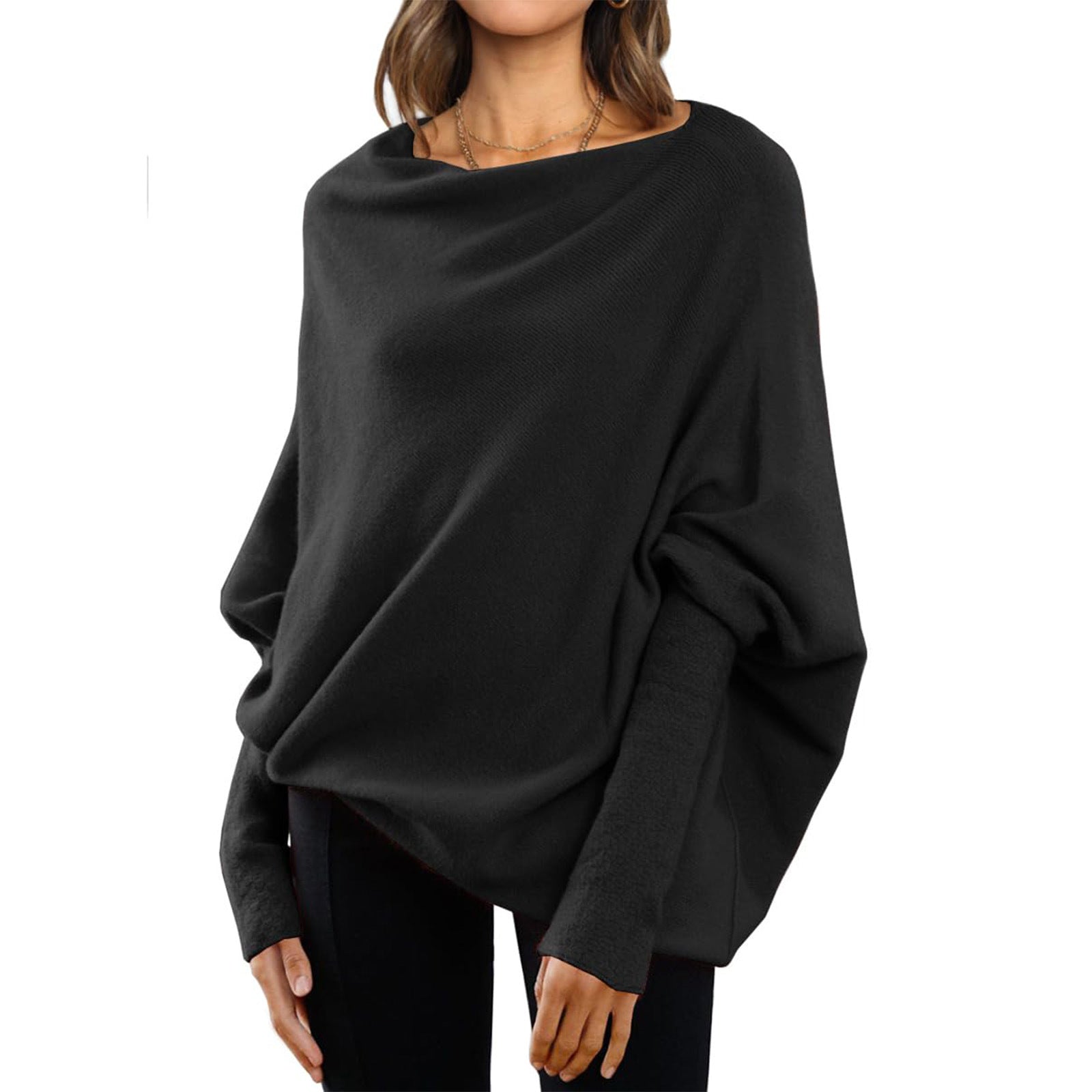 Loose Bat Sleeve Sweater Tops