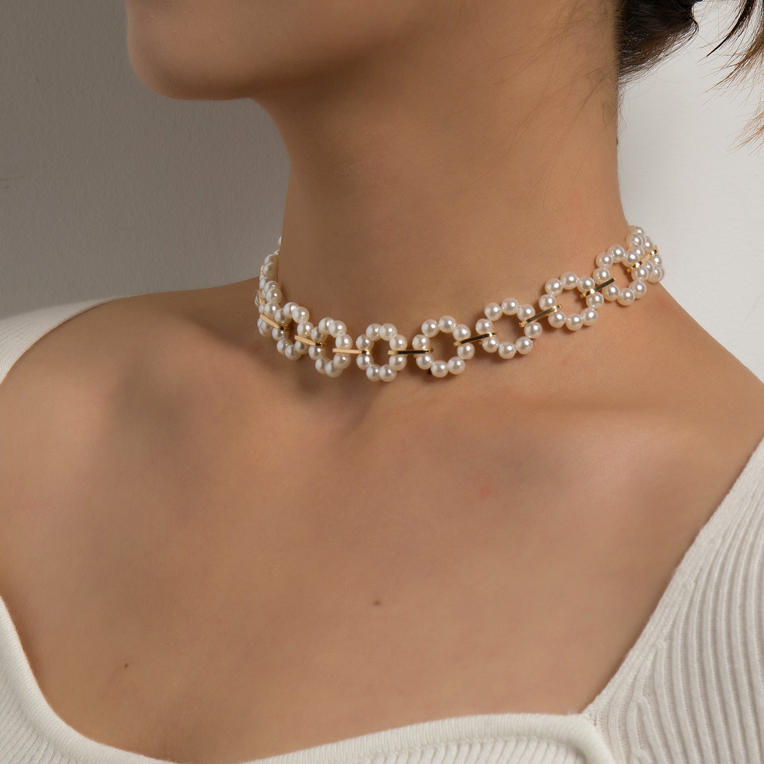 Artificial Pearl Double Layer Necklace