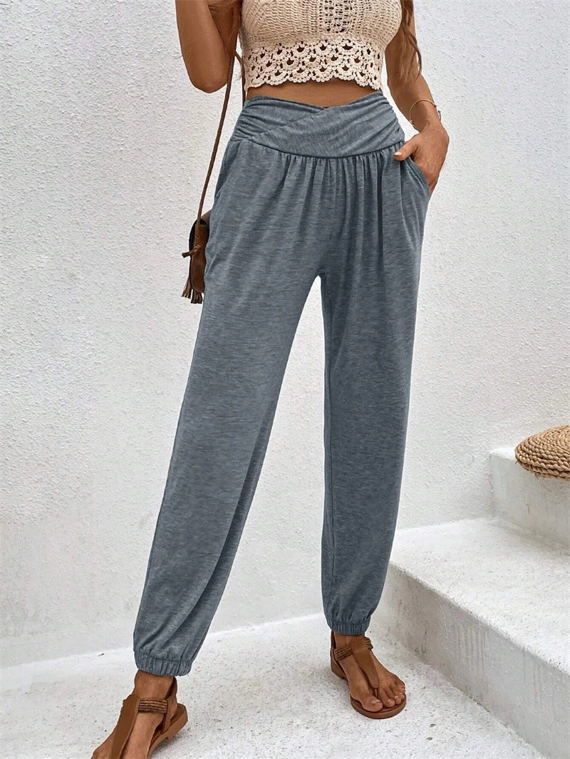 High Waist Ankle-tied Trousers