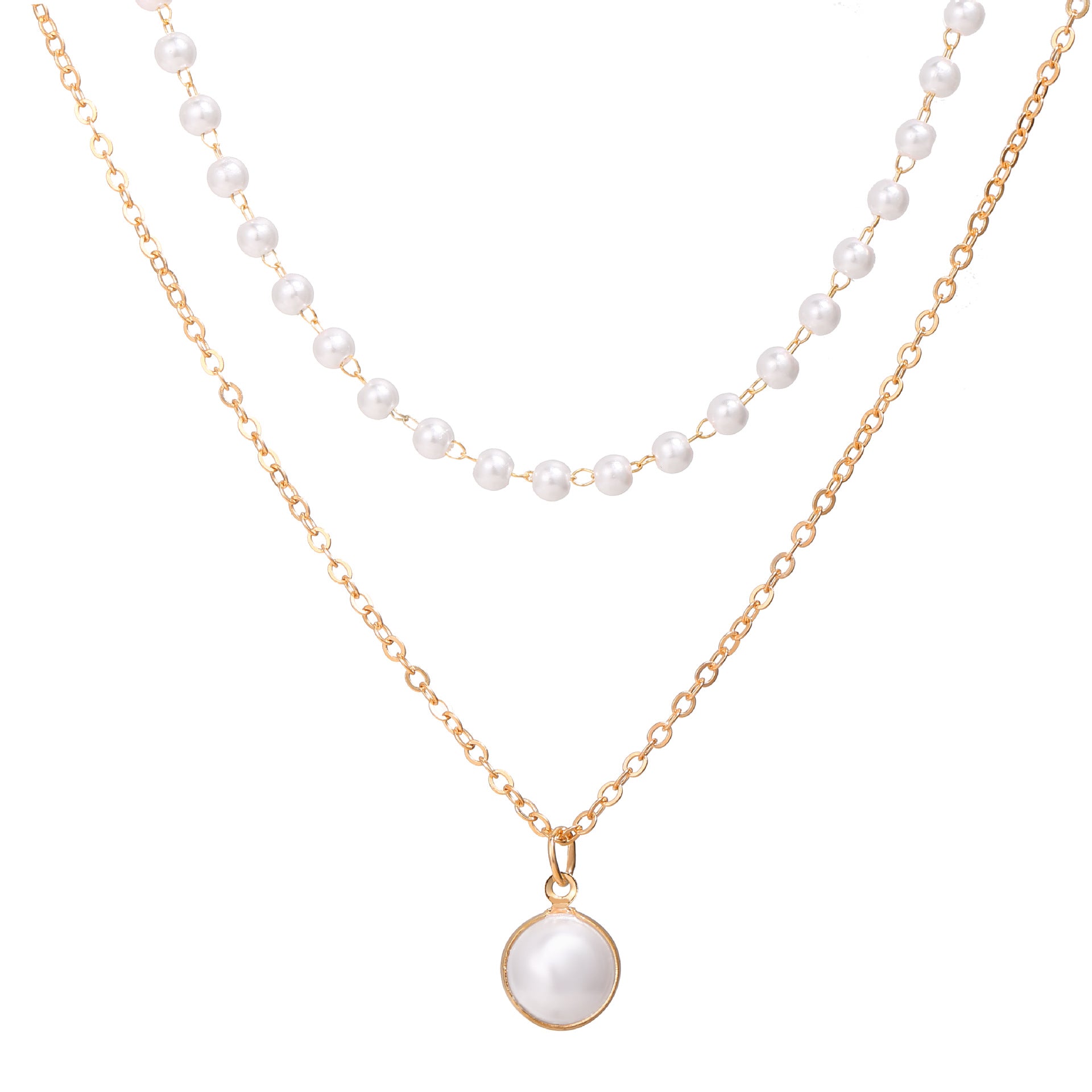 Artificial Pearl Double Layer Necklace