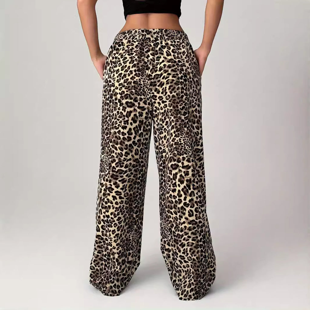 Leopard Print Straight Casual Printed Trousers