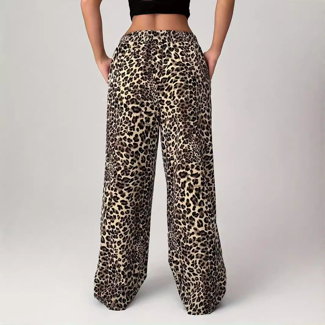 Leopard Print Straight Casual Printed Trousers