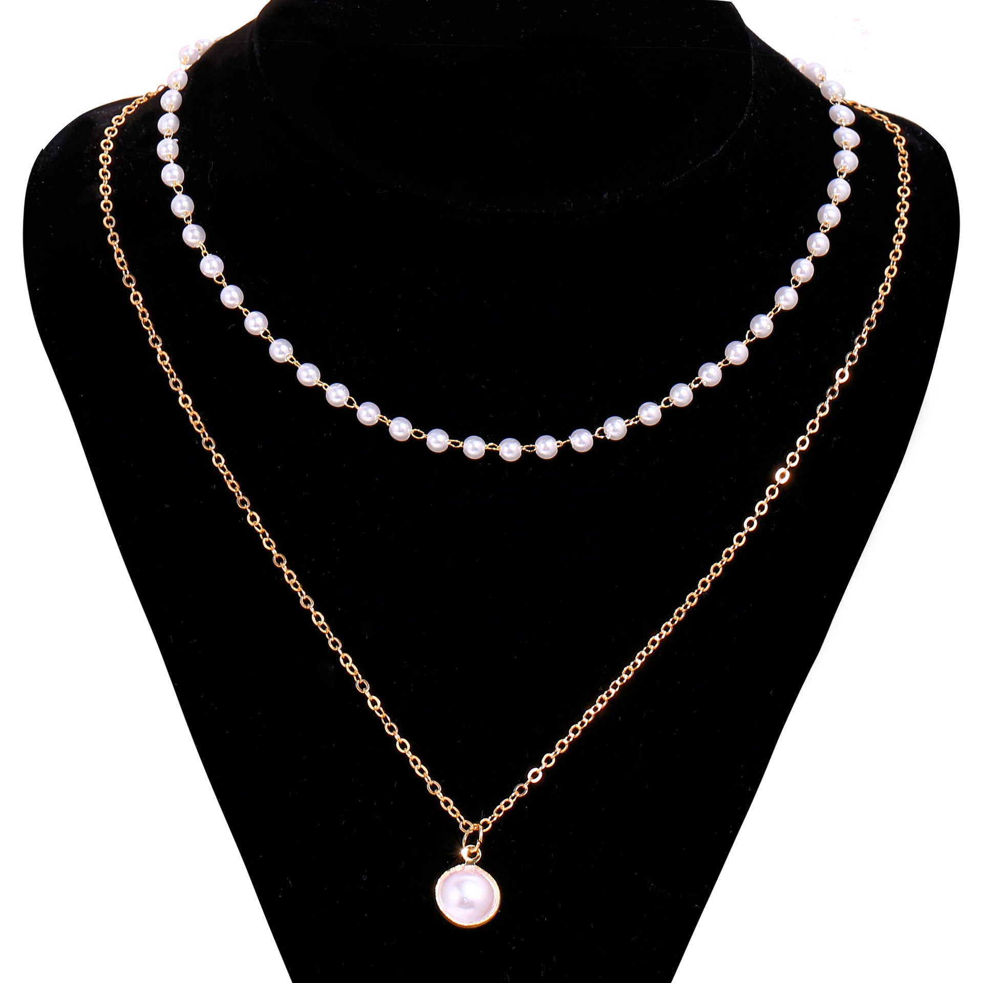 Artificial Pearl Double Layer Necklace