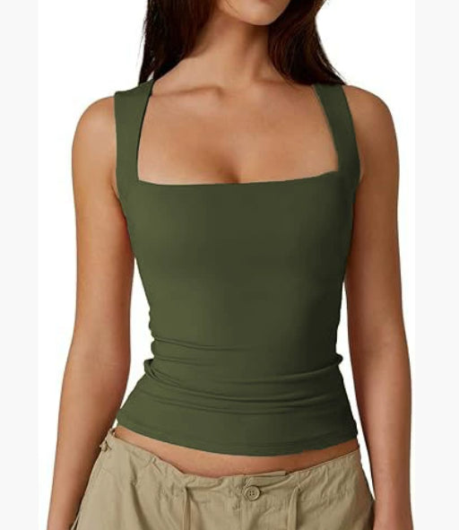 Summer Square-neck Tank Tops