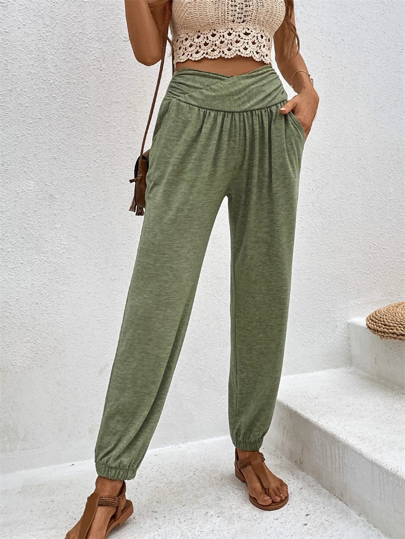 High Waist Ankle-tied Trousers
