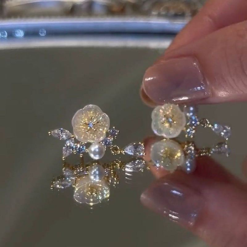 Fashion French Pearl Flower Earrings For Women