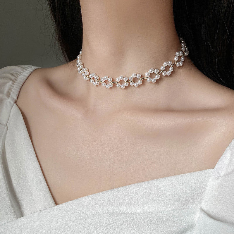 Artificial Pearl Double Layer Necklace