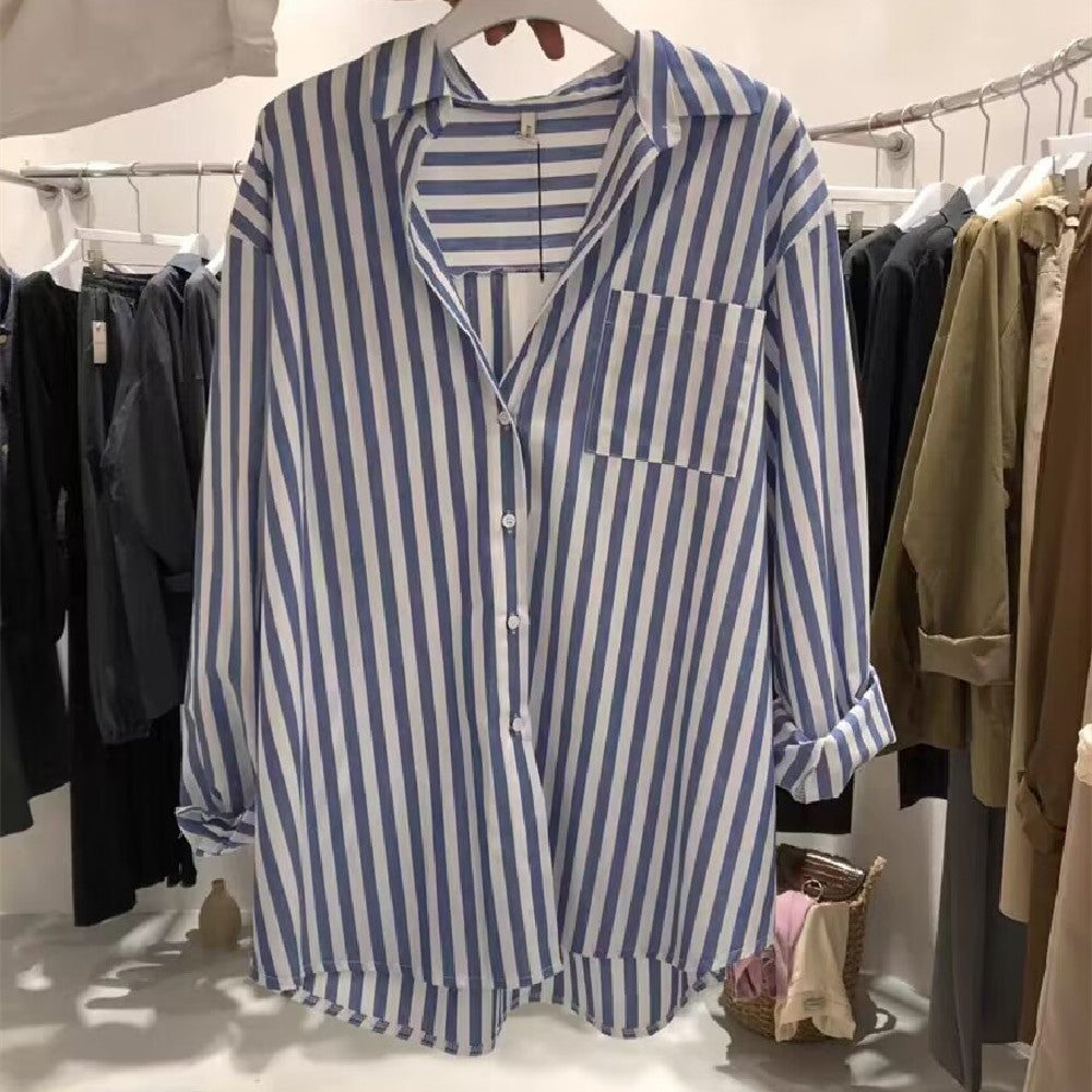 Vertical Striped Long-sleeved Shirt