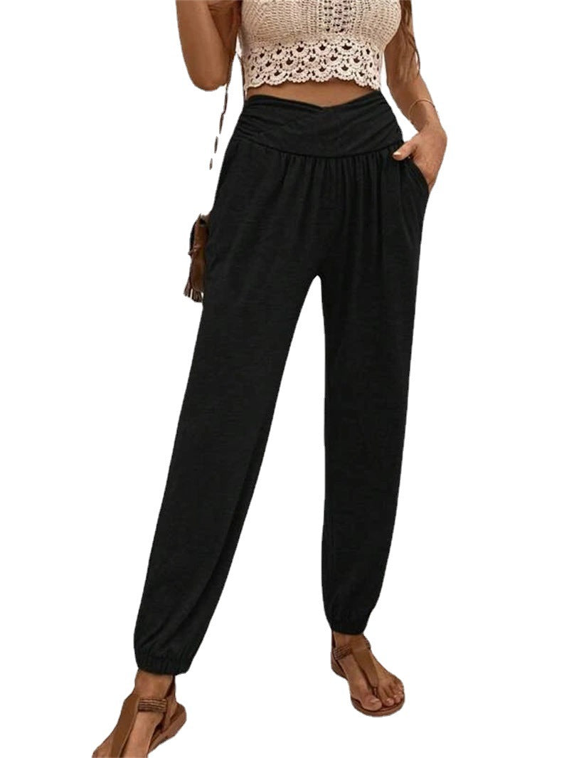 High Waist Ankle-tied Trousers