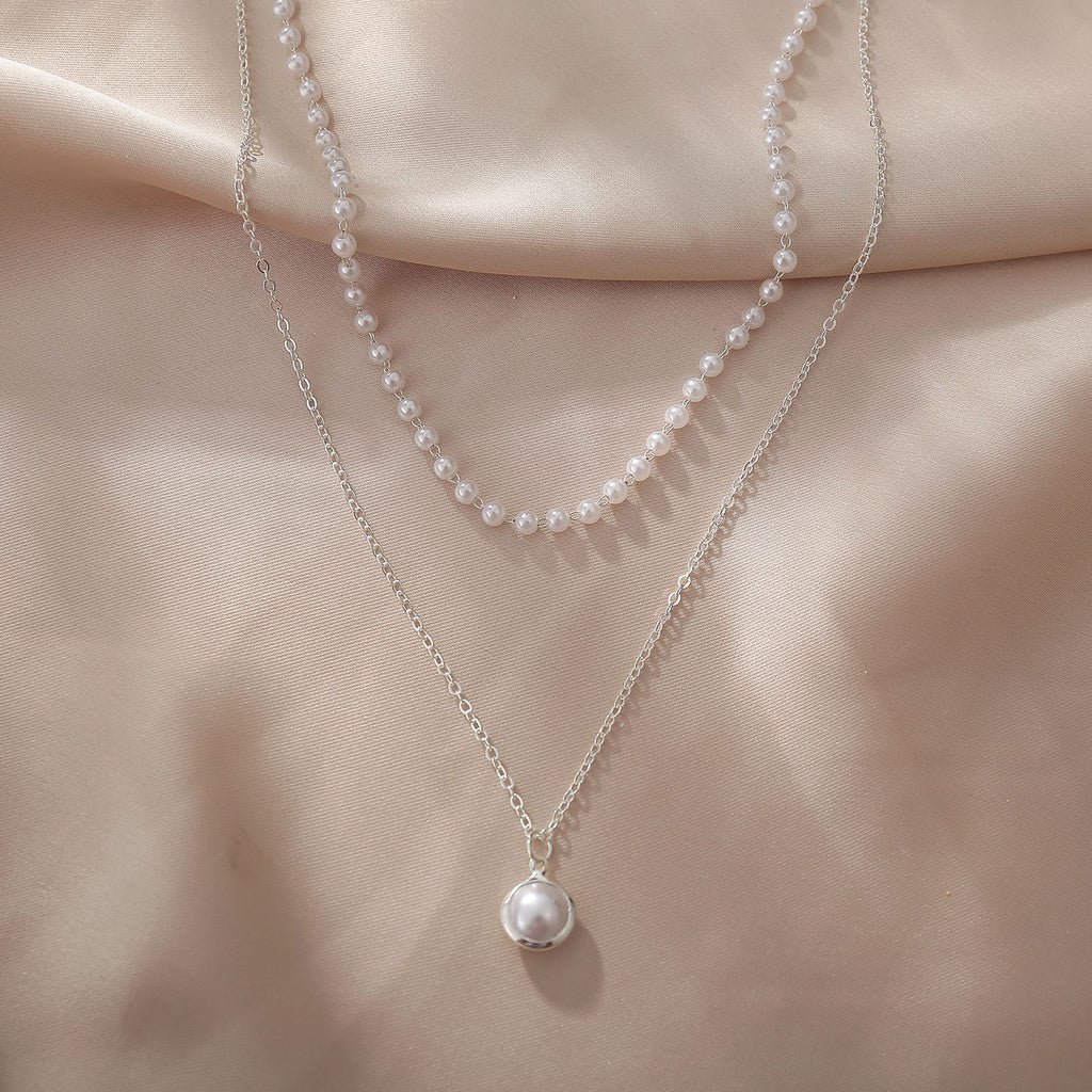 Artificial Pearl Double Layer Necklace