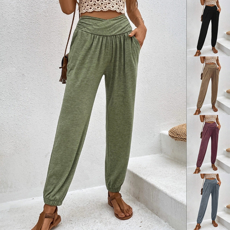 High Waist Ankle-tied Trousers