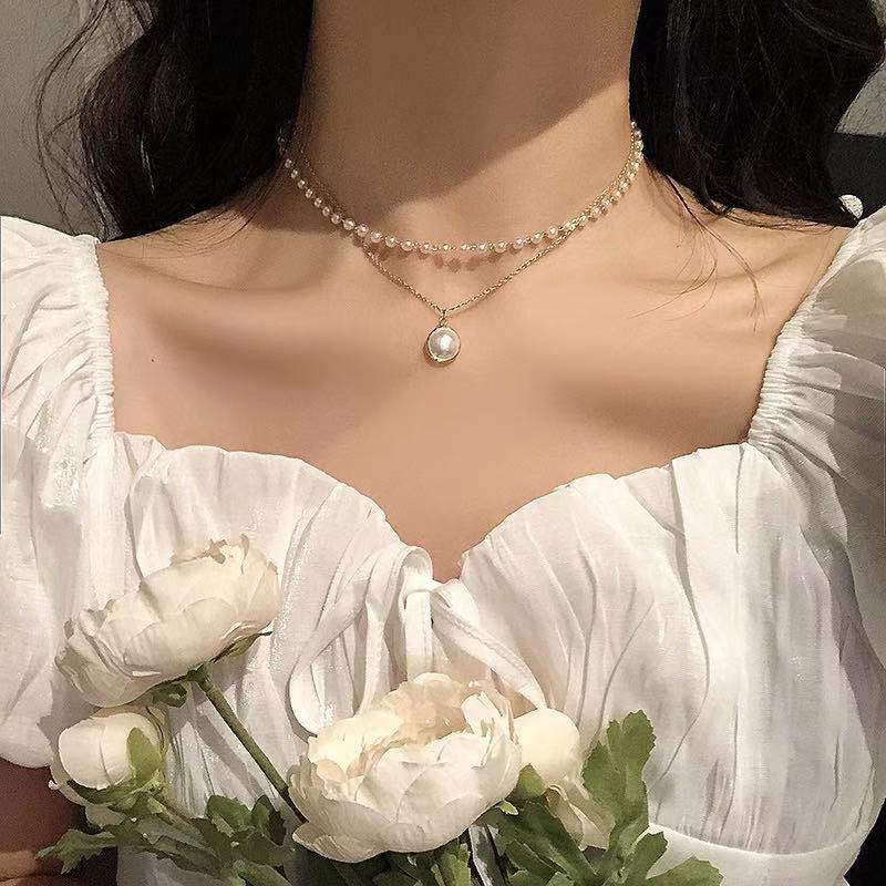 Artificial Pearl Double Layer Necklace