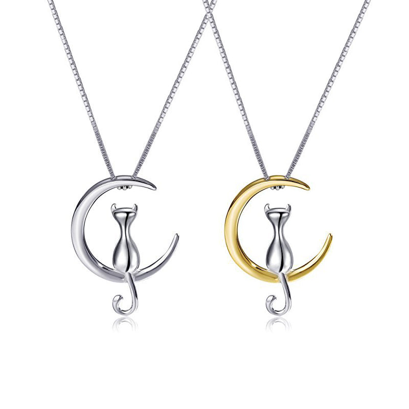 Cat Moon Pendant Necklace