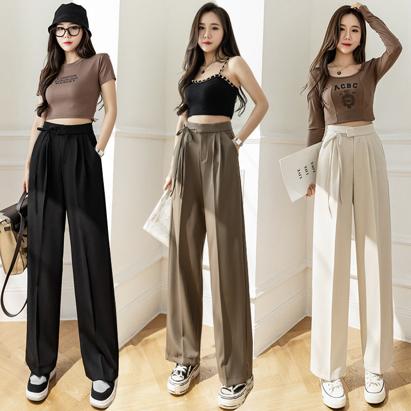High Waist Drooping Lace-up Suit Pants
