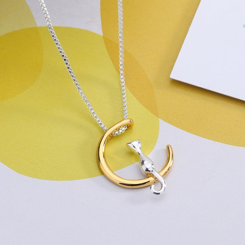 Cat Moon Pendant Necklace