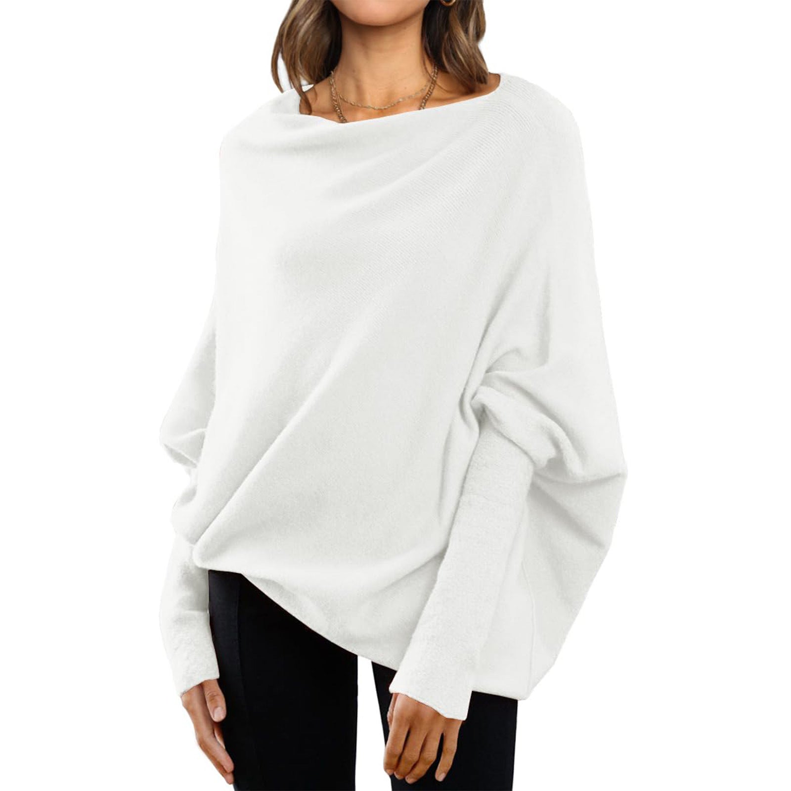Loose Bat Sleeve Sweater Tops