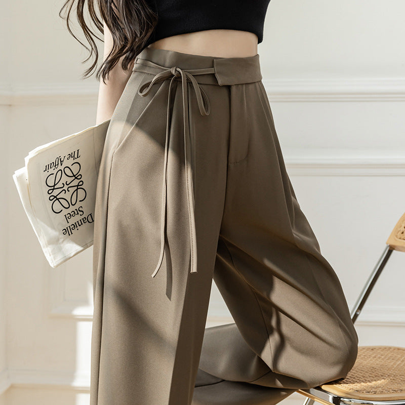High Waist Drooping Lace-up Suit Pants